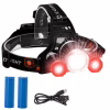 Ліхтар налобний Police 3000-T6+2XPE (Red), 2x18650, signal light, ЗП Type-C, - Image 3