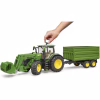 Масштабна модель автомобіля Bruder трактор John Deere 7R 350 з навантажувачем та причепом (03155) - Image 2