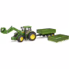 Масштабна модель автомобіля Bruder трактор John Deere 7R 350 з навантажувачем та причепом (03155) - Image 3