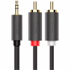 Кабель мультимедійний 3.5mm M to 2xRCA M 2.0m AV102 black Ugreen (10510) - Image 1