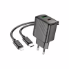 Зарядное устройство HOCO CS23A USB-C PD30W + 1xUSB QC3.0 + cable USB-C to Lightning black (6942007609951) - Image 1