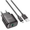 Зарядное устройство HOCO C140A Smart USB QC3.0 + USB to cable Micro Black (6942007627801) - Image 1