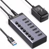 Концентратор Ugreen USB 3.0 to 7xUSB 3.0 with power supply CM481 gray (90307) - Image 1