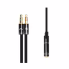 Кабель мультимедійний 3.5mm F to 2x3.5mm M 0.4m (4pin) black XoKo (AC-009) - Image 1