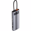 Концентратор Baseus USB3.1 Type-C to USB C(PD)100W/HDMI 4K 30Hz/VGA/USB3.2/RJ45/SD+TF,9in1 Grey (CAHUB-CU0G) - Image 5