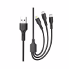 Дата кабель USB 2.0 AM to Lightning + Micro 5P + USB-C 3A black XO (CB-23U3-BK) - Image 1