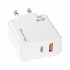 Зарядное устройство Grand-X GaN 1xUSB-C + 1xUSB 65W PD3.0 QC4.0 AFC SCP FCP white (CH-960W) - Image 3