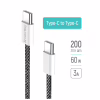 Дата кабель USB-C to USB-C 2.0m (braided cotton) (PD Fast Charging 60W) 3.0А black ColorWay (CW-CBPDCC068-BK) - Image 9