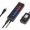 Концентратор Dynamode 4*USB3.0 data ports + 3*2.4А charge with Power Adaptor metal (DM-UH-P407) - Image 1