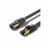 Патч-корд 3м, S/FTP cat 8 RJ-45 black Vention (IKABI) - Image 1