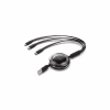 Дата кабель USB 2.0 AM to 2xUSB-C + Lightning 1.0m 3.5A retractable Vention (TRJBBE) - Image 1