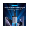 Зарядний пристрій Vention 2xUSB-C PD45W GaN + cable USB-C to USB-C 1.0m black gray (TZ-FCDH0-EU) - Image 1