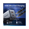 Зарядний пристрій Vention 2xUSB-C PD45W GaN + cable USB-C to USB-C 1.0m 5A gray (TZ-FCFH0-EU) - Image 4