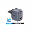 Зарядное устройство Vention 1xUSB-C PD70W + 1xUSB QC3.0 22.5W GaN + cable USB-C to USB-C 1.0m 5A gray (TZ-FCGH0-EU) - Image 1