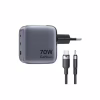 Зарядное устройство Vention 2xUSB-C PD70W + 1xUSB QC3.0 22.5W GaN + cable USB-C to USB-C 1.0m black gray (TZ-FEXH0-EU) - Image 3