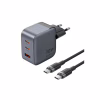 Зарядное устройство Vention 2xUSB-C PD70W + 1xUSB QC3.0 22.5W GaN + cable USB-C to USB-C 1.0m black gray (TZ-FEXH0-EU) - Image 1