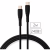 Дата кабель USB-C to USB-C 2.0m 240W Chip Silicon Black Vinga (VCDCCC2242SB) - Image 4