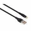 Дата кабель USB 2.0 AM to Lightning 1.0m cylindric nylon back Vinga (VCPDCLCANB1BK) - Image 1