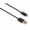 Дата кабель USB 2.0 AM to Micro 5P 2color nylon 1m black Vinga (VCPDCMBN31BK) - Image 1