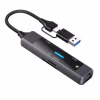 Концентратор XoKo USB-C 5-in-1 USB 3.0 + USB 2.0 + SD/TF + RJ45 100Mbps silver (XK-AC-350) - Image 1