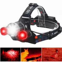 Фонарь налобный Police 3000-T6+2XPE(Red), 2x18650, signal light, ЗУ Type-C, - 2