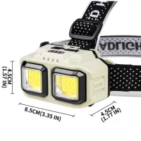 Налобный фонарь HX-816-2COB PL-124, Белый, Красный, Waterproof, 1x18650, ЗУ Type-C - 2