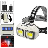 Налобный фонарь HX-816-2COB PL-124, Белый, Красный, Waterproof, 1x18650, ЗУ Type-C - 3