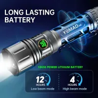 Ручной фонарь YEMAO YM-А70, 1500LM, 20W LED, Zoom, 1x21700 аккум, TYPE-C - 7