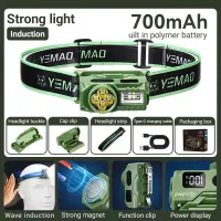 Налобный фонарь YEMAO YM-T614, 500LM, (White+Red), Сенсор, ЗУ Type-C - 2