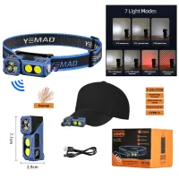 Налобный фонарь YEMAO YM-T615, 500LM, (White+Red), Сенсор, ЗУ Type-C - 1