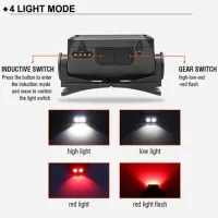 Налобний ліхтар K372/L-31-2COB(White+Red), Motion Sensor, Li-Ion акумулятор, індикація заряду, ЗП T - 2