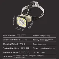 Налобний ліхтар 826X-XPE+8COB(White+Red), 1x18650, вело кріплення, ЗП Type-C - 4