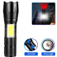 Ручний ліхтар C609-T6 (Red)+COB(White), Li-Ion акумулятор, ЗП microUSB, zoom - 2