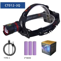 Налобний ліхтар Bailong CT012-3Q-TG, Білий, 3x18650, 1 режим, power bank, ЗП Type-C, zoom - 1
