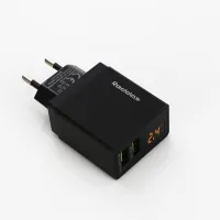 Мережевий зарядний пристрій REDDAX RDX-030 Dual USB (12 W, 2.4 A, 2 порти), Black - Зображення 2