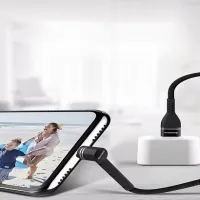 Кабель Reddax RDX-388 Lightning/iPhone з функцією тримача (1 м, 2.4A, тканина), Black - Зображення 2