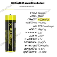 Аккумулятор LiitoKala 18650, King4000-JT, 4000mAh - Зображення 2
