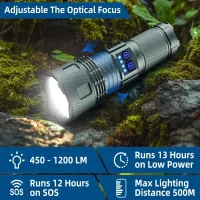 Ручной фонарь YEMAO YM-G404 TG 30W, 1x14500, ЗУ Type-C, zoom - Изображение 3