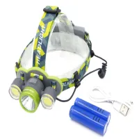 Налобный фонарь RB125, 2133-T6+2COB, ЗУ micro USB, 2х18650, - 2