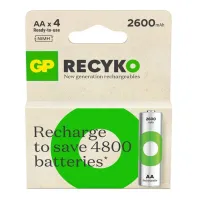 Аккумулятор GP Recyko 2600mAh Eco, Ni-MH AA, 1.2V, 2.4A, LSD70-5, Box 4шт. - 1