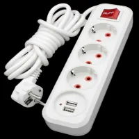 Удлинитель RLFR с заземлением 3 гнезда 2 метра + USB - 3