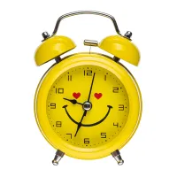 Часы Будильник колокольчик 3010 Желтый Смайлик - 1