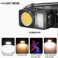 Налобный фонарь PL-192, холодный, теплый, красный, синий свет, ЗУ Type-C, сенсор - 2