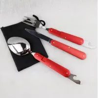 Туристический столовый прибор F48 красный - 3