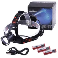 Налобный фонарь XQ-218-HP50, 3х18650, ЗУ MicroUSB, P50 LED, Zoom - 2