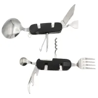 Туристический столовый прибор Чёрный A294 большой - 2