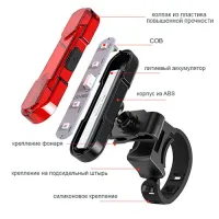 Велосипедный задний фонарь мигалка аккумуляторная 8821-5COB, аккум., ЗУ micro USB - 1