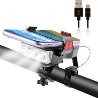 Велосипедная фара с держателем телефона и звуковым сигналом, /MicroUSB / WD424 - 5