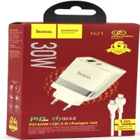 СЗУ Сетевое Зарядное Устройство Hoco N21, быстрая зарядка 30W, Type-C - Lightning - 1