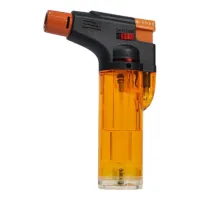 Горелка газовая карманная / Турбо зажигалка / Lighter прозрачная (карамелька-2) - 4